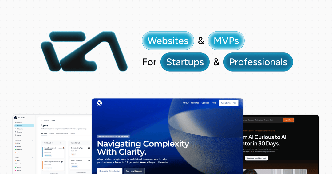 i2a Studio website homepage built with Framer