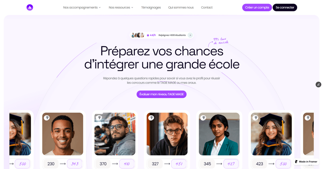 ASTPrep website homepage built with Framer