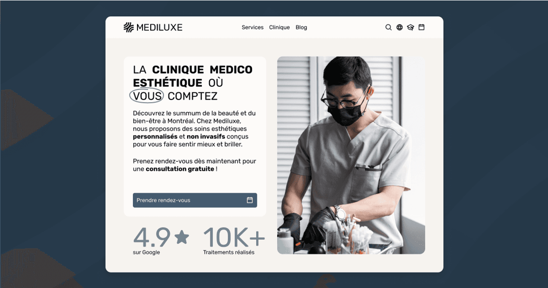 Mediluxe website homepage built with Framer
