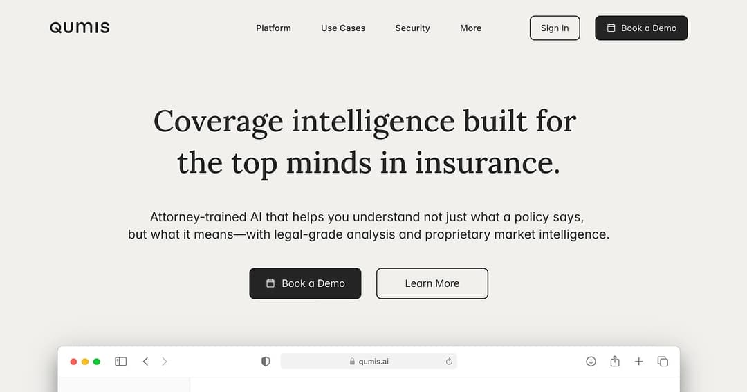 Qumis website homepage built with Framer