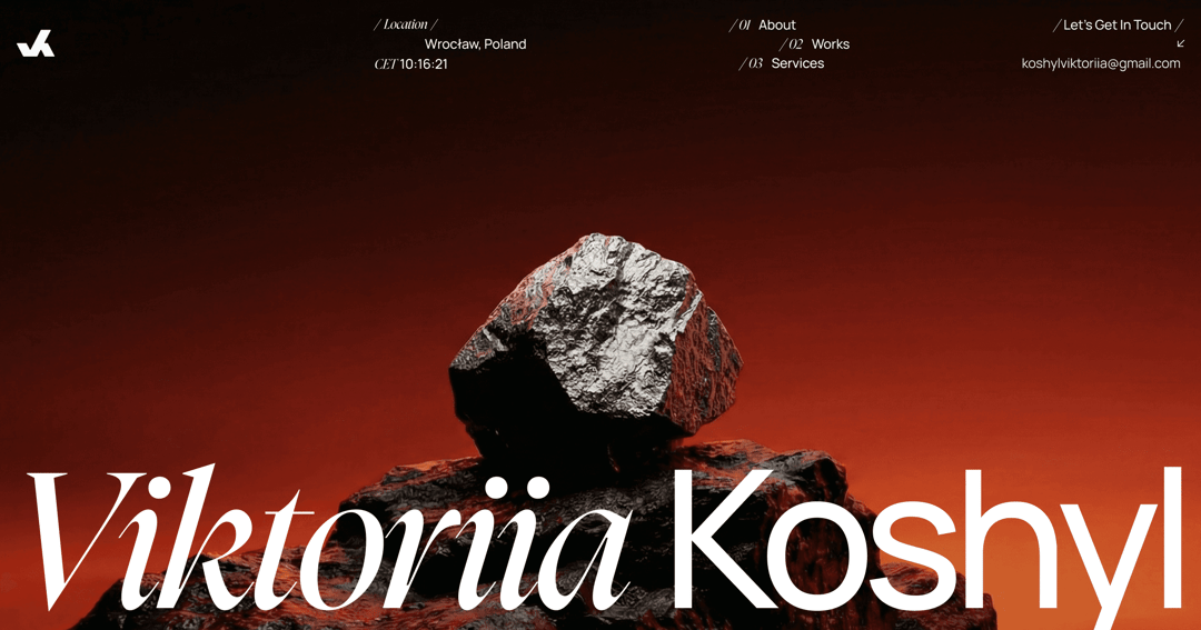 Viktoriia Koshyl website homepage built with Framer
