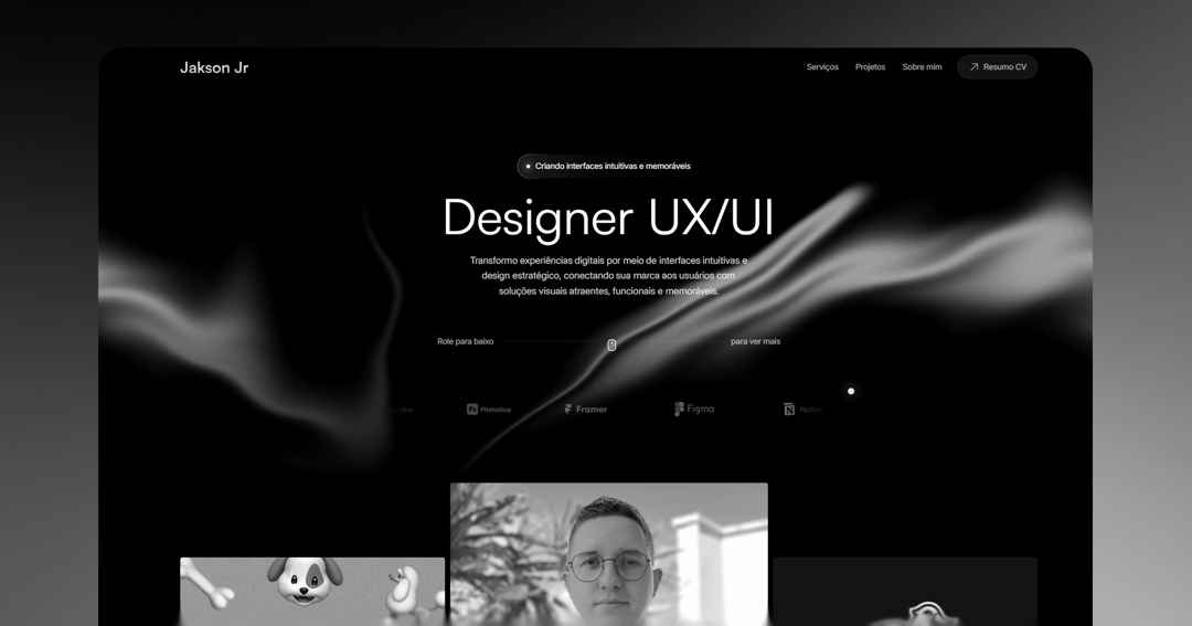 Jakson UX/UI Designer website homepage built with Framer