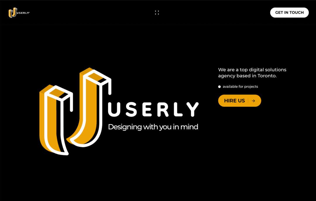 Userly Digital Studio website homepage built with Framer