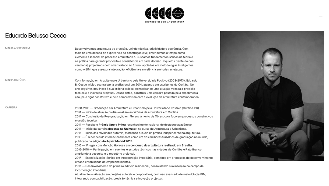 Eduardo Cecco Arquiteto website homepage built with Framer