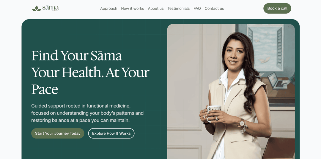 SamaByAparna website homepage built with Framer