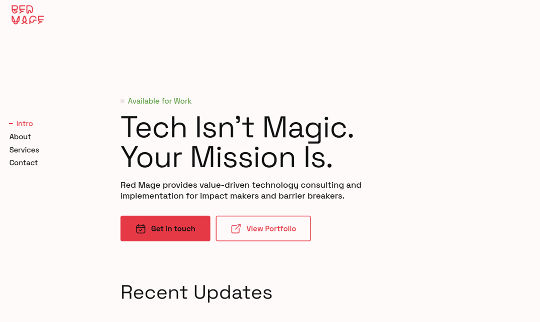 Red Mage website homepage built with Framer