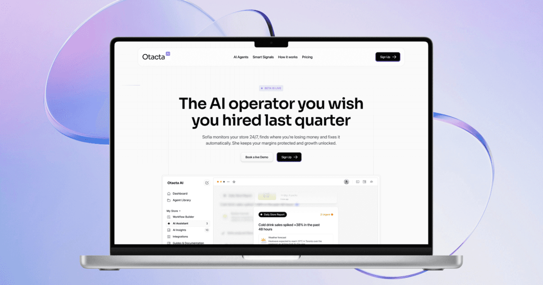 Otacta website homepage built with Framer