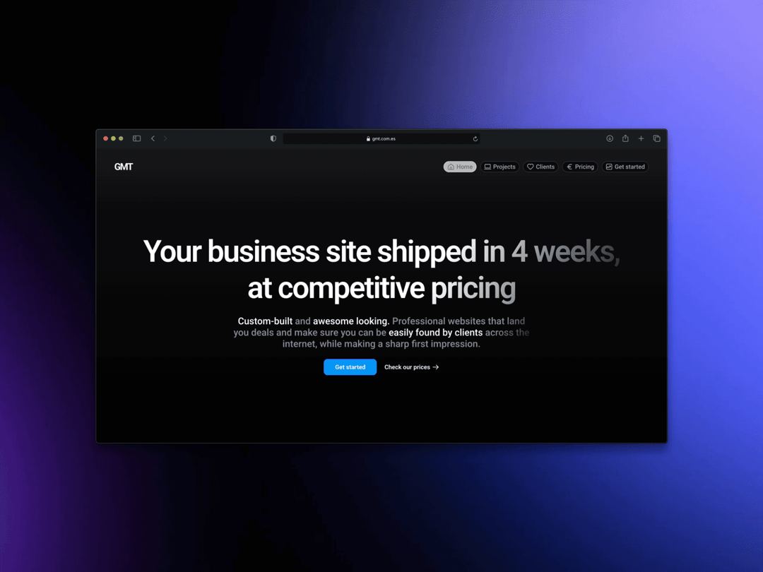 GMT website homepage built with Framer