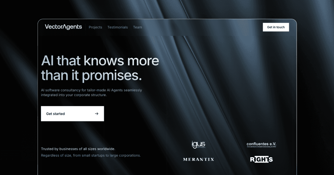 VectorAgents website homepage built with Framer