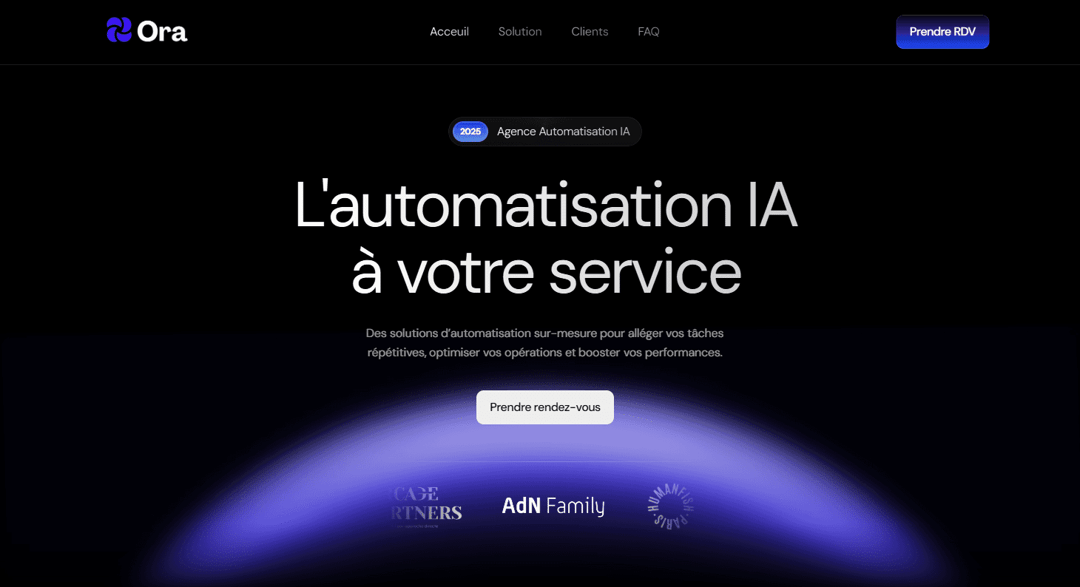 Ora website homepage built with Framer