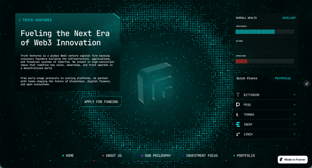 Truth Ventures website homepage built with Framer