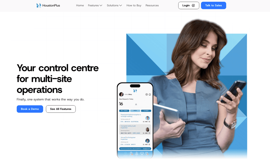 HoustonPlus (SaaS) website homepage built with Framer