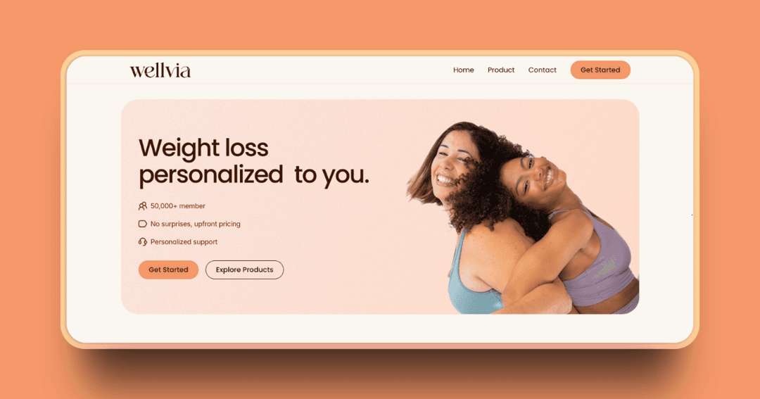 Wellvia website homepage built with Framer