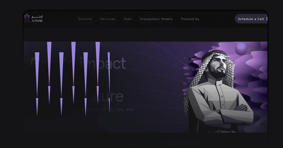 Athar website homepage built with Framer