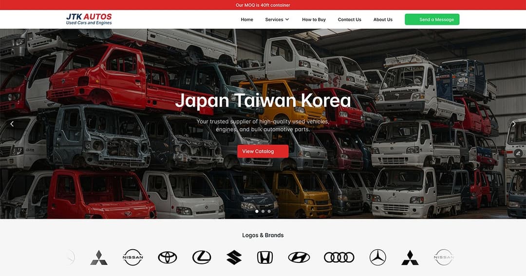 JTK Autos website homepage built with Framer