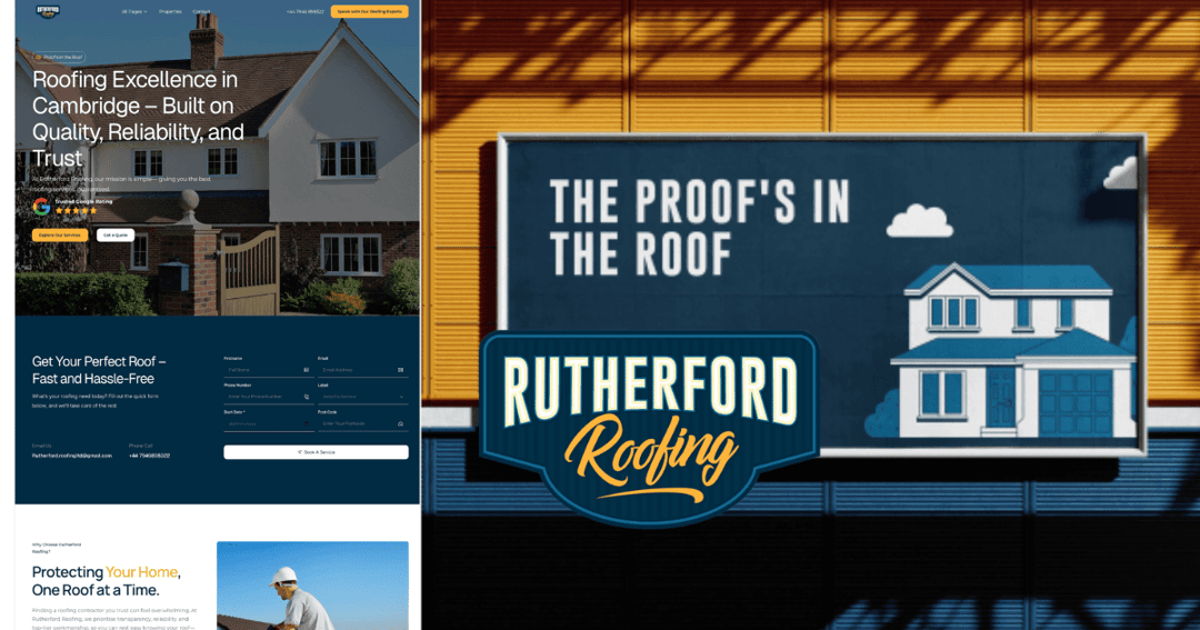 Rutherford Roofing website homepage built with Framer