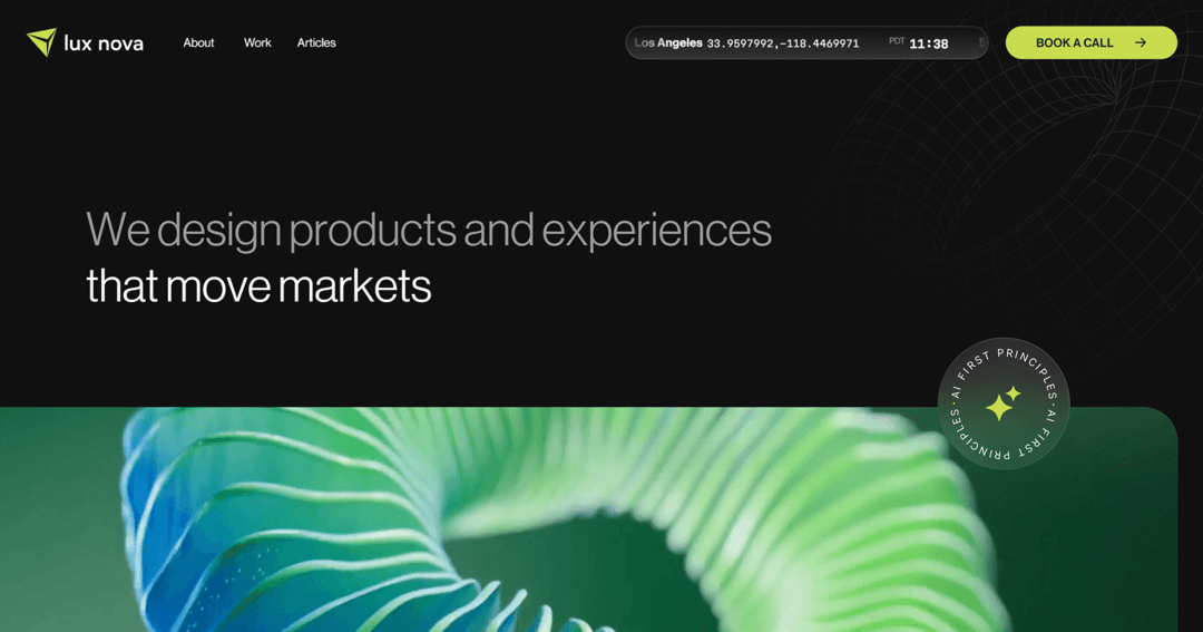 lux nova website homepage built with Framer