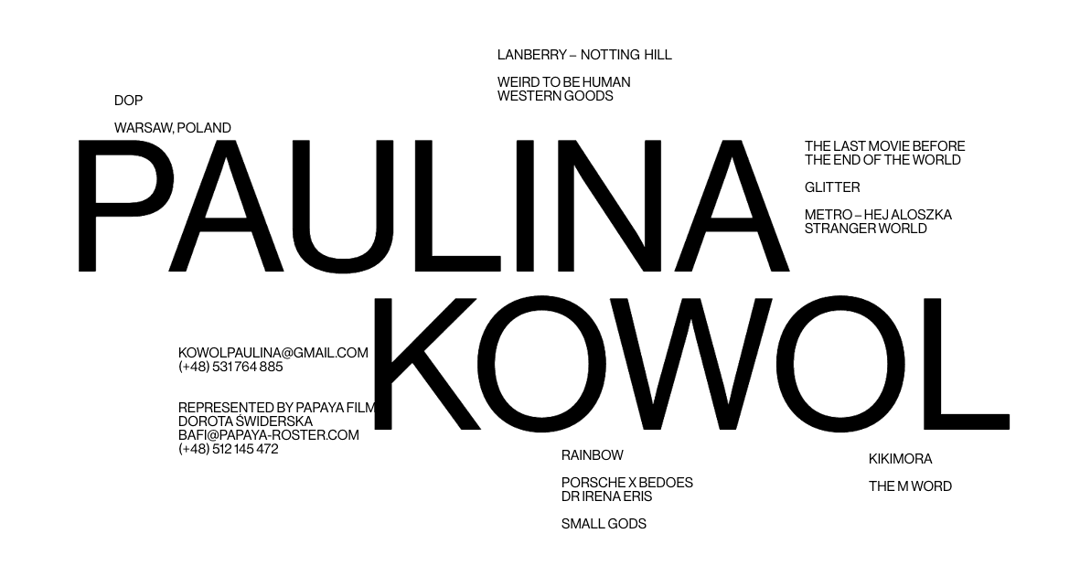 Paulina Kowol DOP website homepage built with Framer