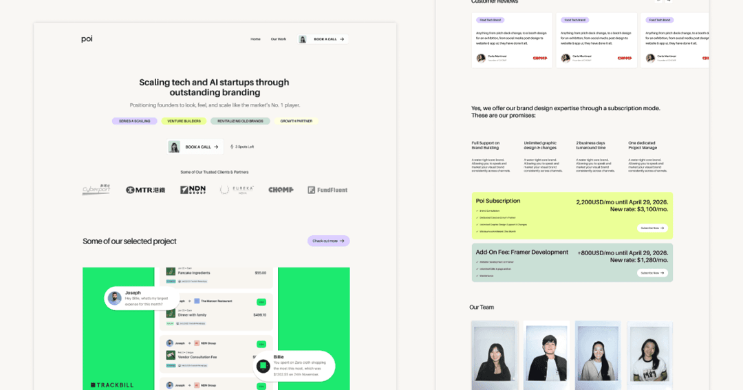 Poi Studio website homepage built with Framer