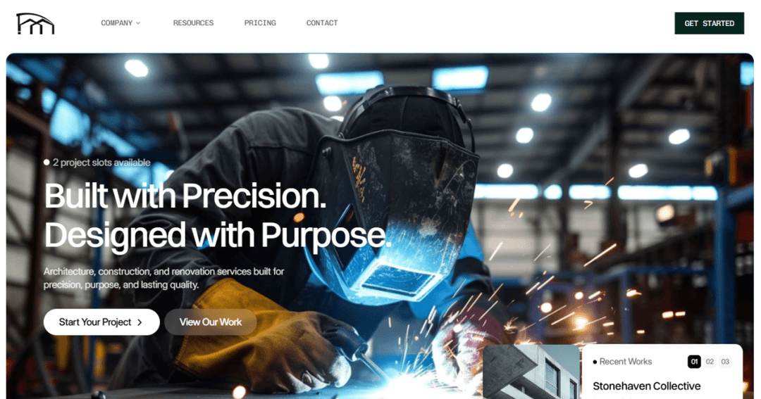 Dune Steel website homepage built with Framer