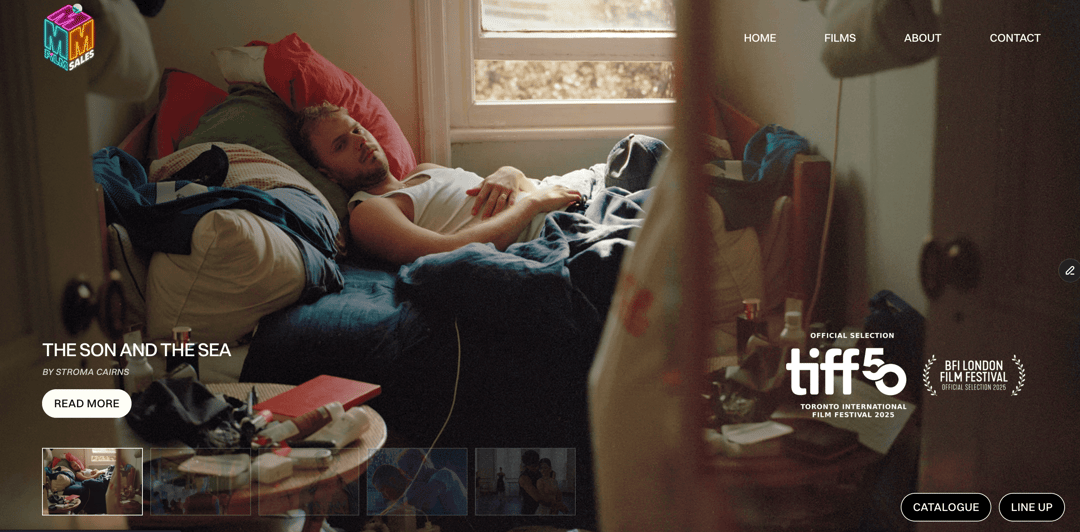 MMM FILMSALES - Film Distribution website homepage built with Framer