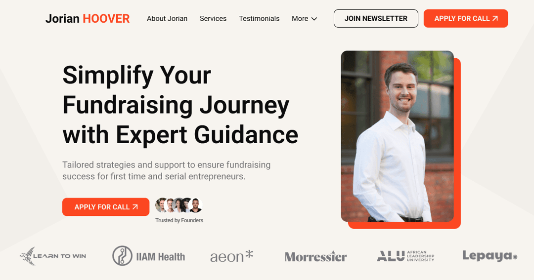 Jorian Hoover website homepage built with Framer
