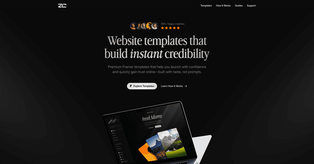 Zan Creative website homepage built with Framer