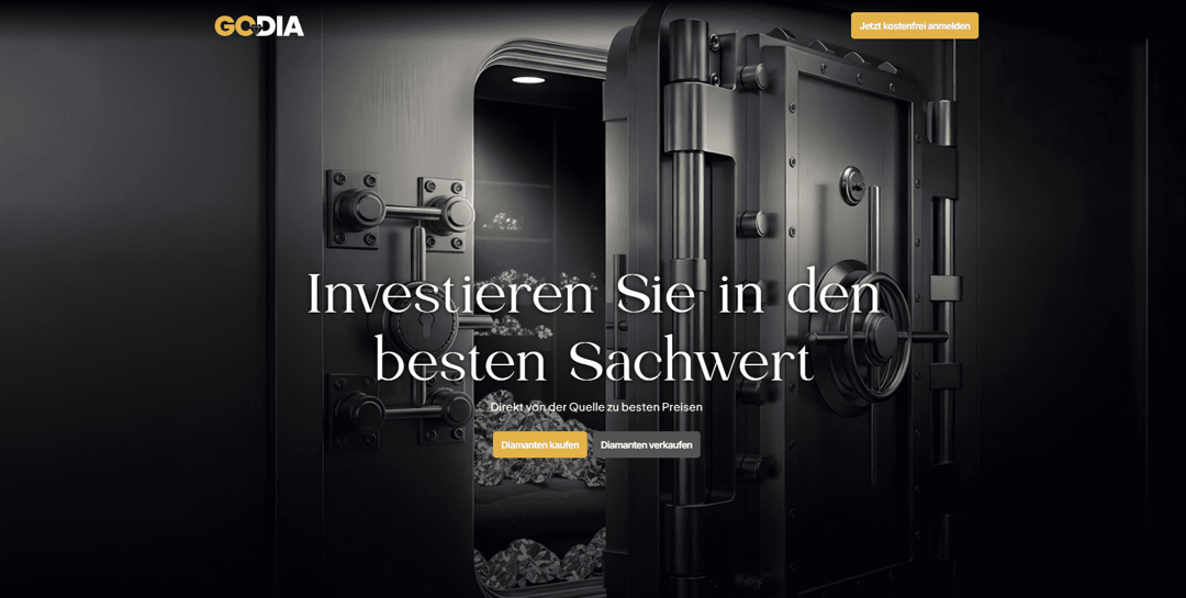 Diamond / Investment Page website homepage built with Framer