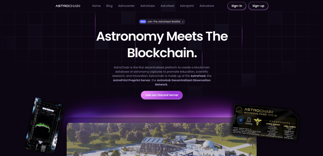 Astrochain website homepage built with Framer
