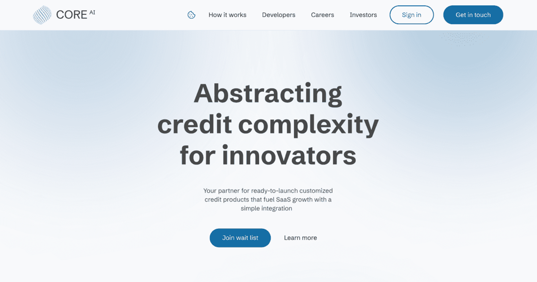 Core AI website homepage built with Framer