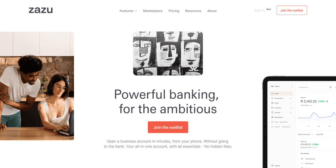 zazu website homepage built with Framer