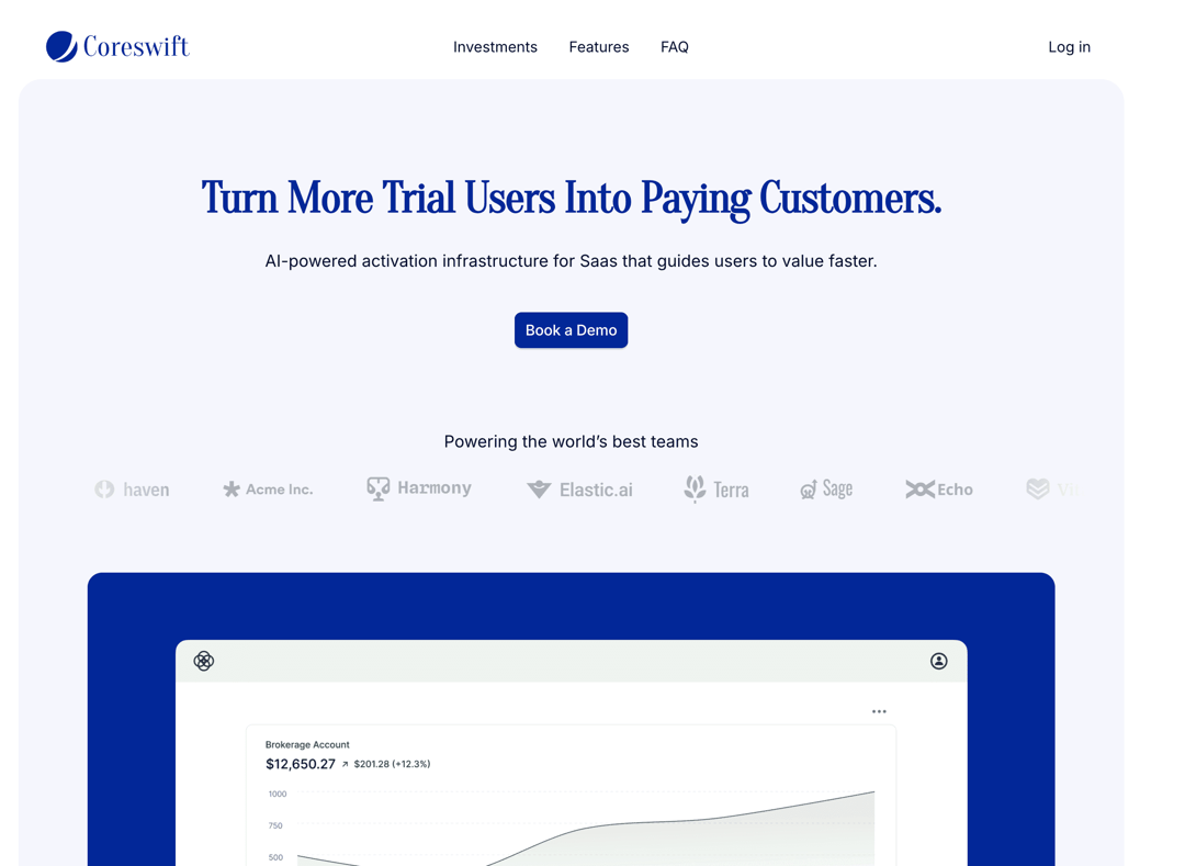 Coreswift website homepage built with Framer