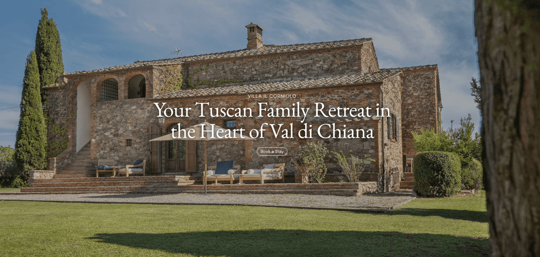 Villa II Corniolo website homepage built with Framer