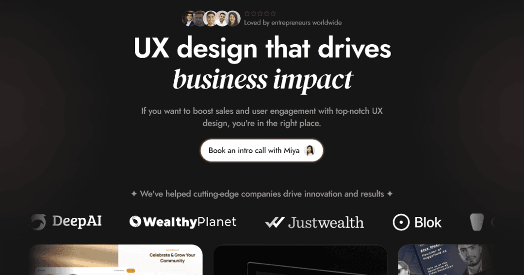 Sweeter Design  website homepage built with Framer