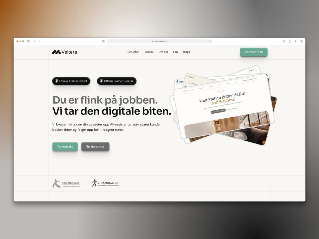 Veltera website homepage built with Framer