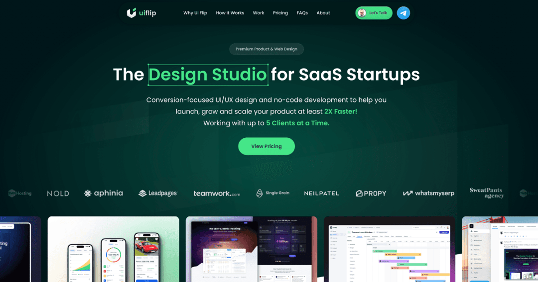 UI Flip website homepage built with Framer