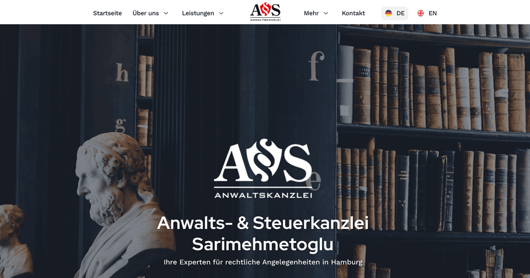 Anwaelte AS website homepage built with Framer