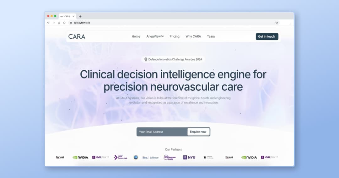 Cara Systems website homepage built with Framer