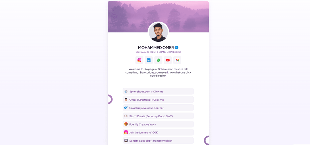 Link in Bio website homepage built with Framer