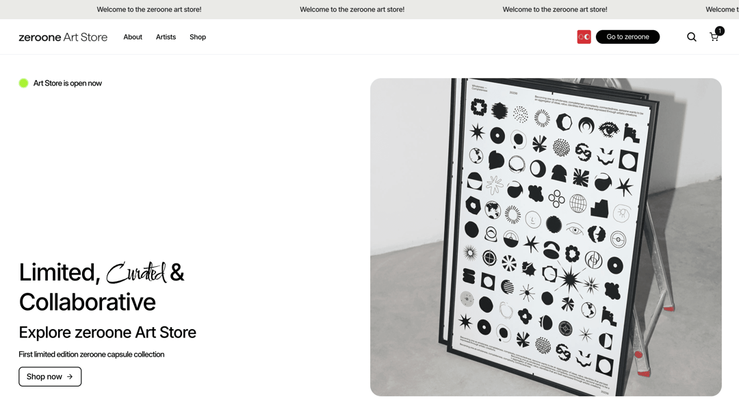 Zeroone website homepage built with Framer
