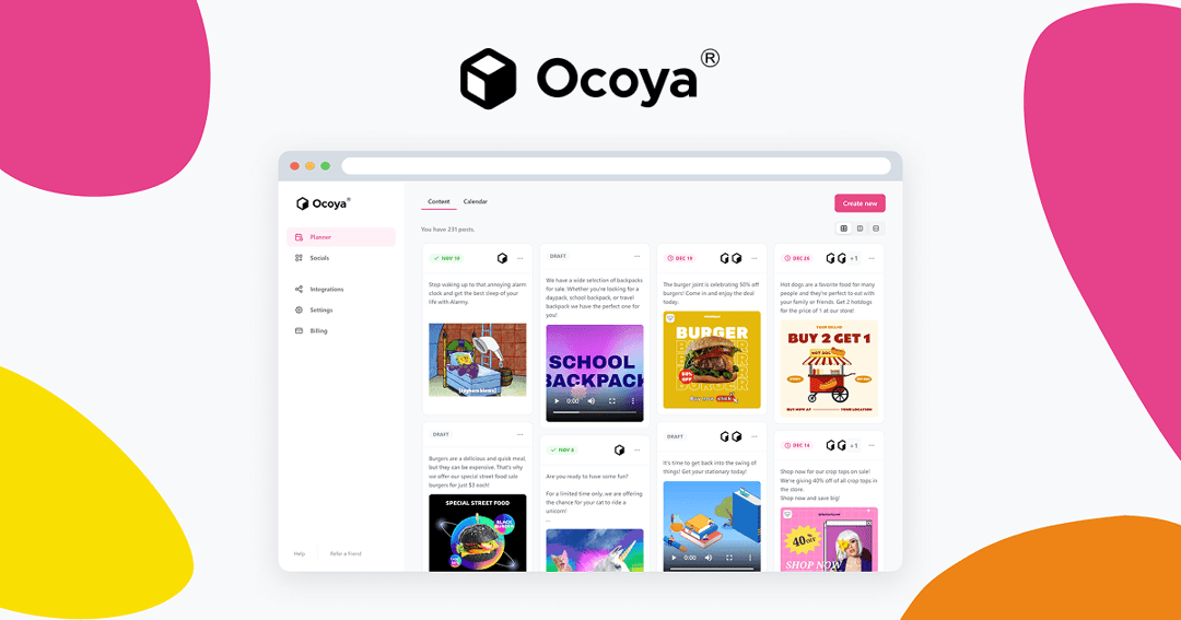 ocoya website homepage built with Framer