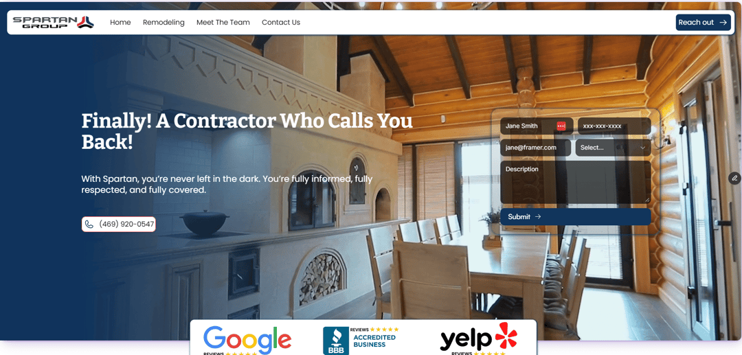 Spartan Group US website homepage built with Framer