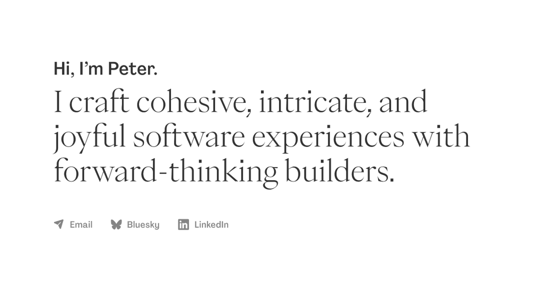 peter lewis website homepage built with Framer