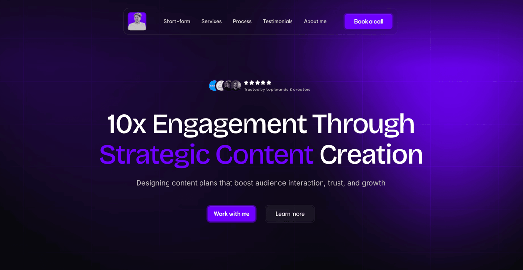 Editor's Portfolio Landing Page website homepage built with Framer