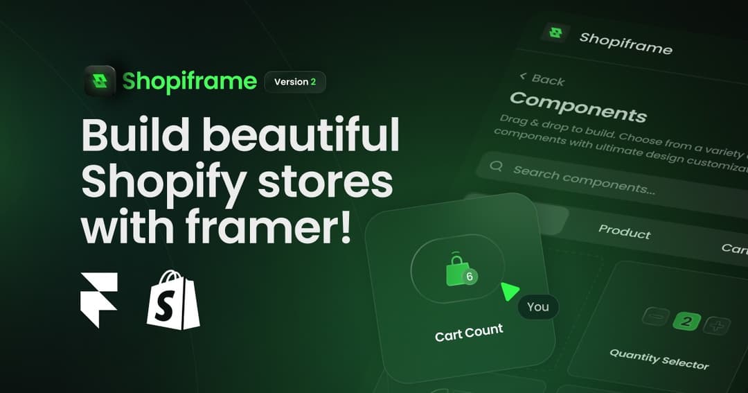 shopiframe website homepage built with Framer