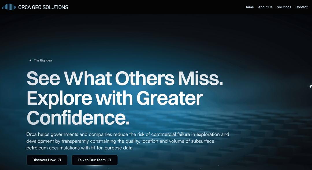Orca Geo Solutions website homepage built with Framer