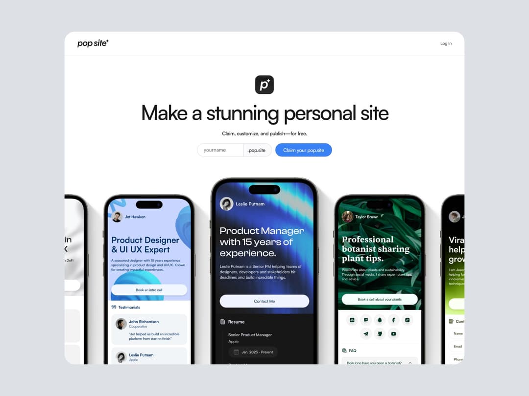 pop site website homepage built with Framer