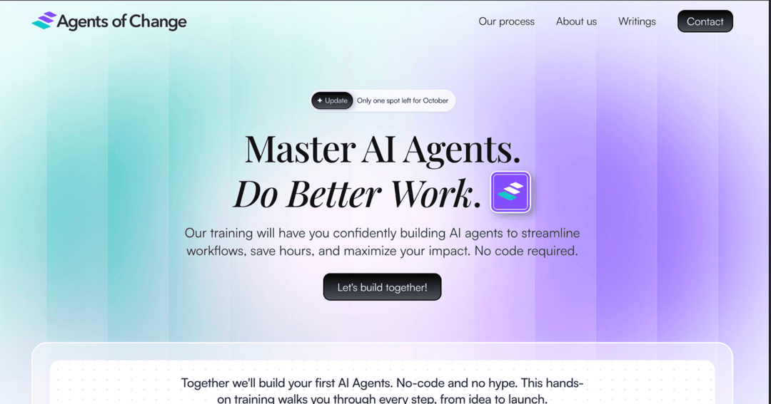 AgentsofChange website homepage built with Framer