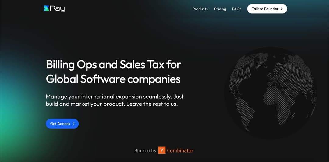 xPay (YC W24) website homepage built with Framer