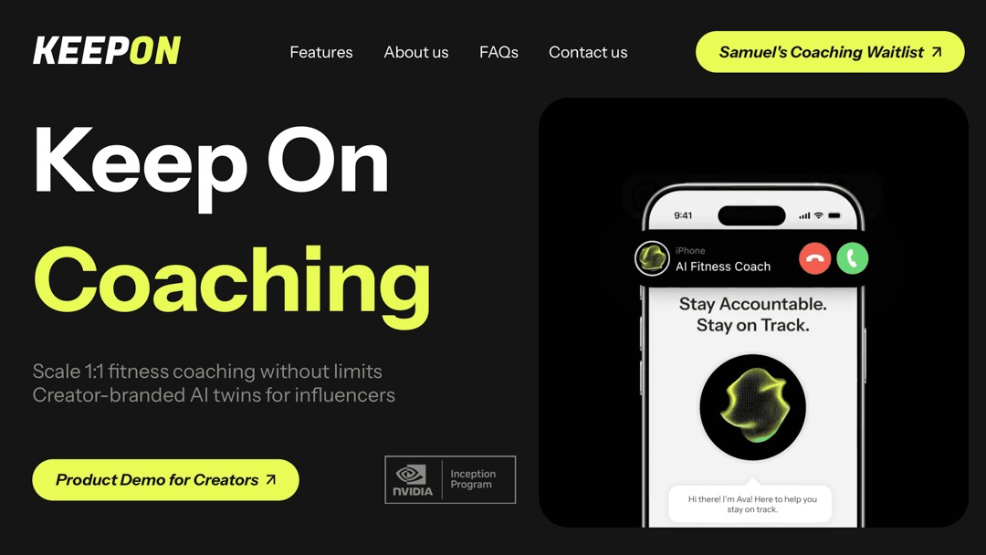 KEEPON website homepage built with Framer